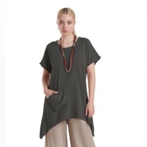 Oh My Gauze! Charcoal Faith Top